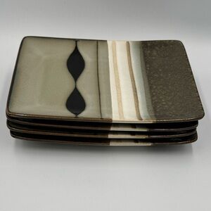 4 Sango “Prelude Black” 4508 Rectangular Salad Plates